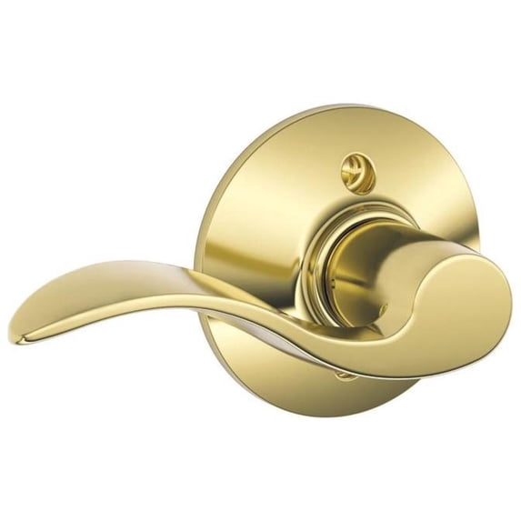 Accent Left Handed Lever Non-Turning Lock, Bright Brass (F170 ACC 605 LH)