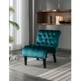 thumbnail image 1 of Accent Living Room Chair, Modern Button Tufted Velvet Upholstered Leisure Recliner Chair with High Back and Rubber Wood Legs, Armless Single Sofa Chair Lounge Chair for Home Bedroom Office, Teal, 1 of 7