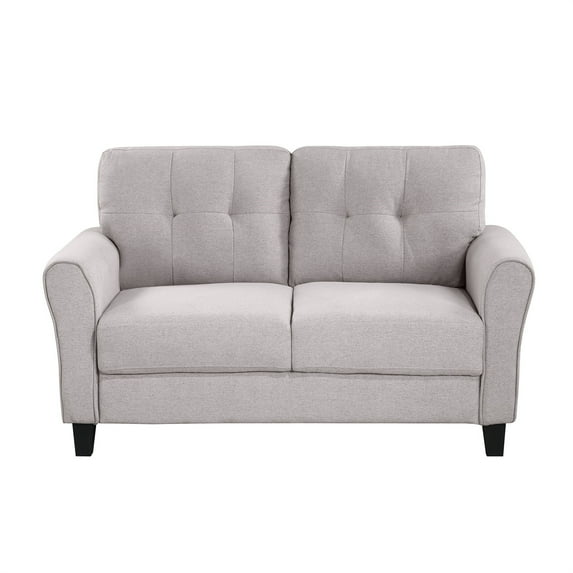 Accent Loveseat, Mid-Century Linen Upholstered Loveseat Sofa with Thickened Cushions Pad and Sturdy Legs, Modern Couch Furniture for Living Room, Bedroom, Gray