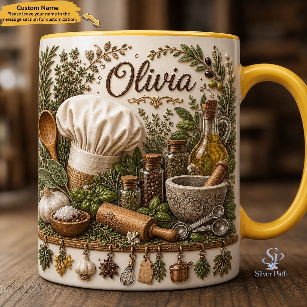 Accent Mug Personalized Chef and Herbs Ceramic Coffee Cup for Kitchen ...