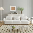 thumbnail image 1 of Accent Oversized 3 Seat Sofa,Modern Teddy Fabric Sofa with Curved Armrests and Backrest, Comfortable Lazy Sofa with 2 Pillows for Living Room, Bedroom, Office, White, 1 of 8