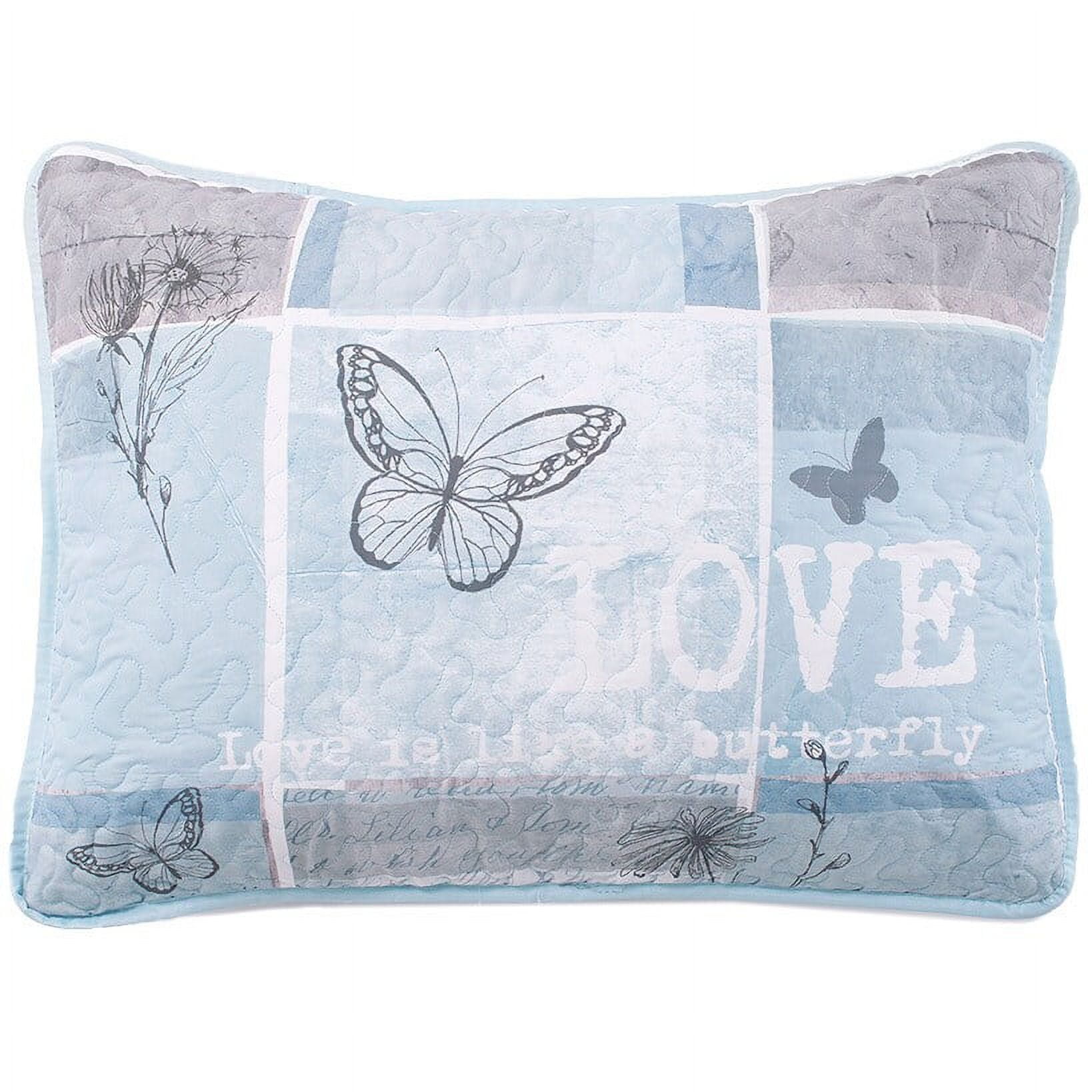 Blue and Purple Butterfly Love Polyester Standard Sham
