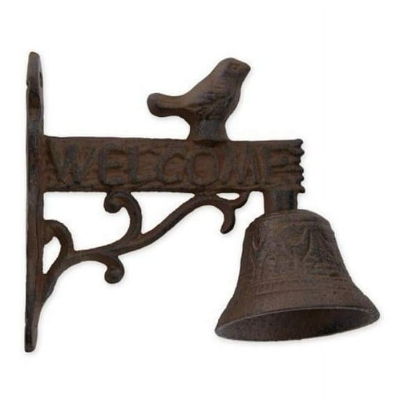 Accent Plus 4506698 Welcome Sign with Bird Cast Iron Door Bell, Brown