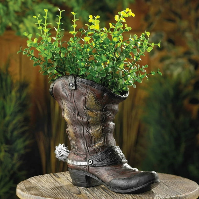 Accent Plus Cowboy Boot Planter with Spur