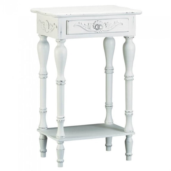 CARVED WHITE SIDE TABLE