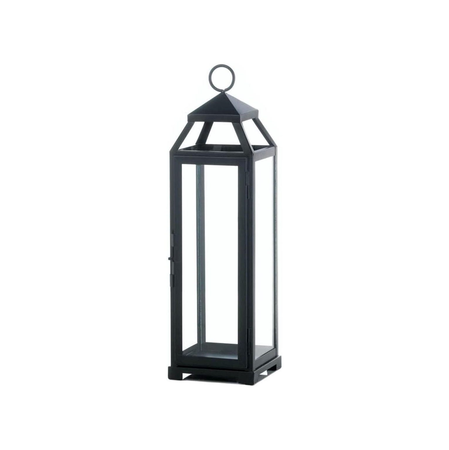 Accent Plus Large Lean & Sleek Candle Lantern, Black