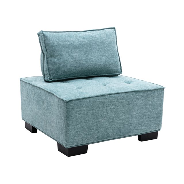 Accent Recliner Chair with Back Pillow, Lazy Sofa Chair Stable Plastic Legs, Square Ottoman Bench with Soft Padded Seat for Living Room, Bedroom, Weight Capacity 275 LBS
