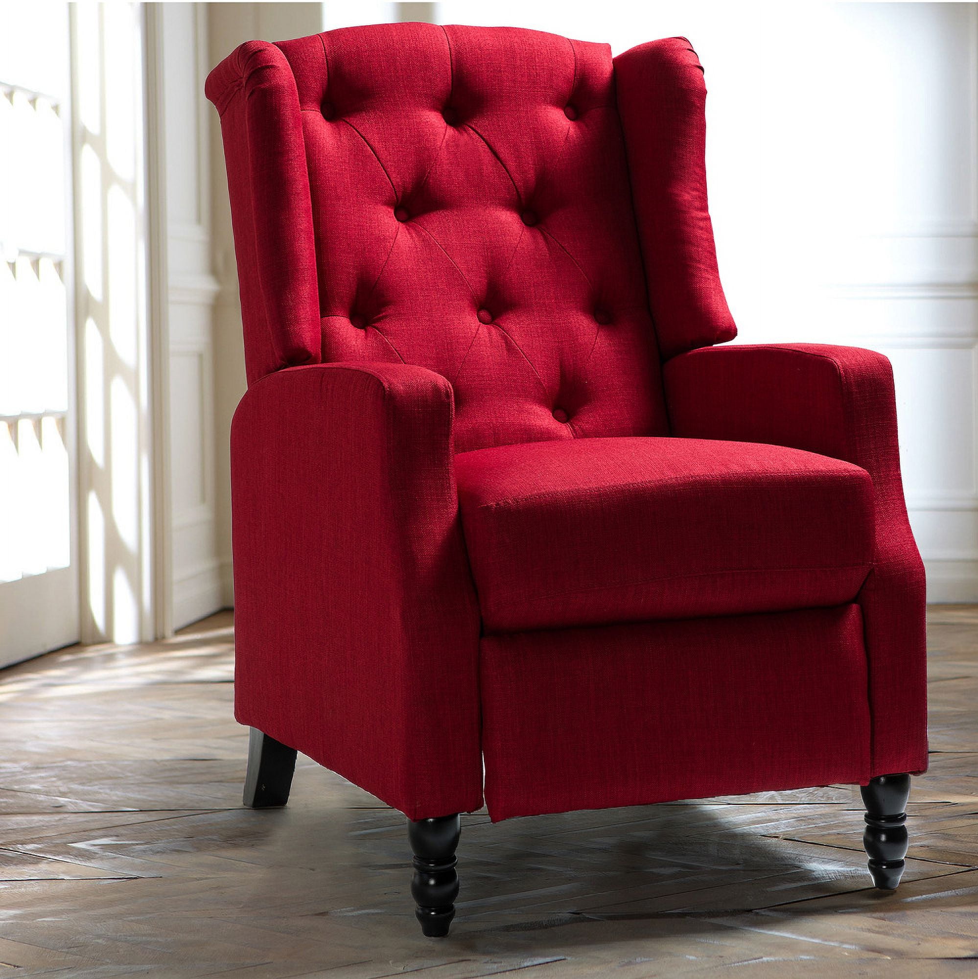 Accent Recliner Chair, Modern Button Tufted Wingback Push Back Recliner