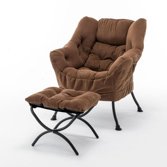 Accent Recliner Chair Upholstered In Soft Fabric With Matching Ottoman Perfect For Any Relaxing Space