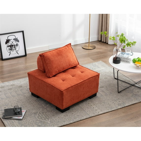 Accent Chair,Modern Barrel Chair Leisure Sofa Lounge Chair Lazy Sofa Recliner Armless Accent Chair for Living Room,Orange