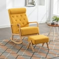 thumbnail image 1 of Accent Rocking Chair With Ottoman, Modern Fabric Upholstered Armchair with Thicken Padded Cushion and High Backrest, Glider Rocker with Side Pocket and Solid Wood Base, Yellow, 1 of 7
