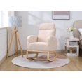 thumbnail image 1 of Accent Rocking Chair, Teddy Upholstered Nursery Glider Rocker with High Backrest, Comfy Reading Chair Lounge Chair with Side Pocket, Living Room Armchair with Solid Wood Base for Nursery, Beige, 1 of 7