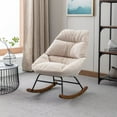 thumbnail image 1 of Accent Rocking Chair, Tufted Upholstered Rocker Chair with Soft Padded Seat and Back, Modern Armchair Lounge Chair Side Chair with Metal and Wood Legs, Reading Chair for Living Room Office, Beige, 1 of 7