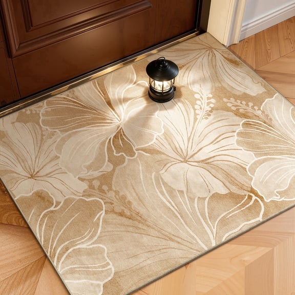 Toyoso 2x3 Graphic Botanical Area Rug, Sun-Drenched Honey Amber Rug, Vibrant Bloom Modern Washable Non-Slip Accent Floor Mat for Threshold Room, Desk and Entryway Decorative Rug