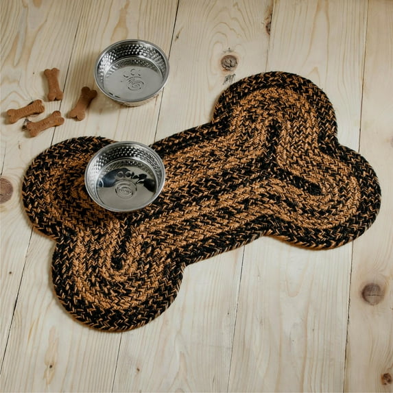 Accent Rug Black Tan Indoor/Outdoor Bone Shape Floor Mat