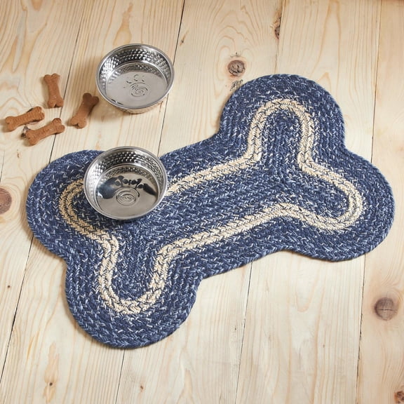 VHC Brands Great Falls Bone Shape Indoor-Outdoor Rug, Recycled Polyester, Medium, Blue, 15x23