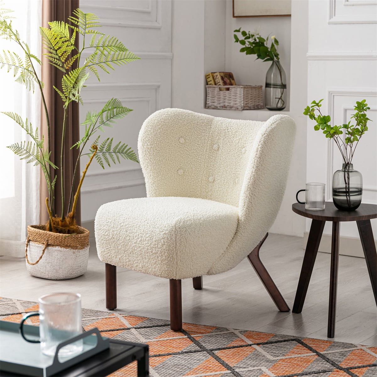 Accent Sherpa Chair Modern Upholstered
