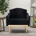 thumbnail image 1 of Accent Side Chair with Metal Legs, Modern Comfy Upholstered Single Sofa Chair with Armrest, Leisure Barrel Chair for Living Room, Bedroom, Dining Room, Office, Club, Black Velvet Fabric, 1 of 7