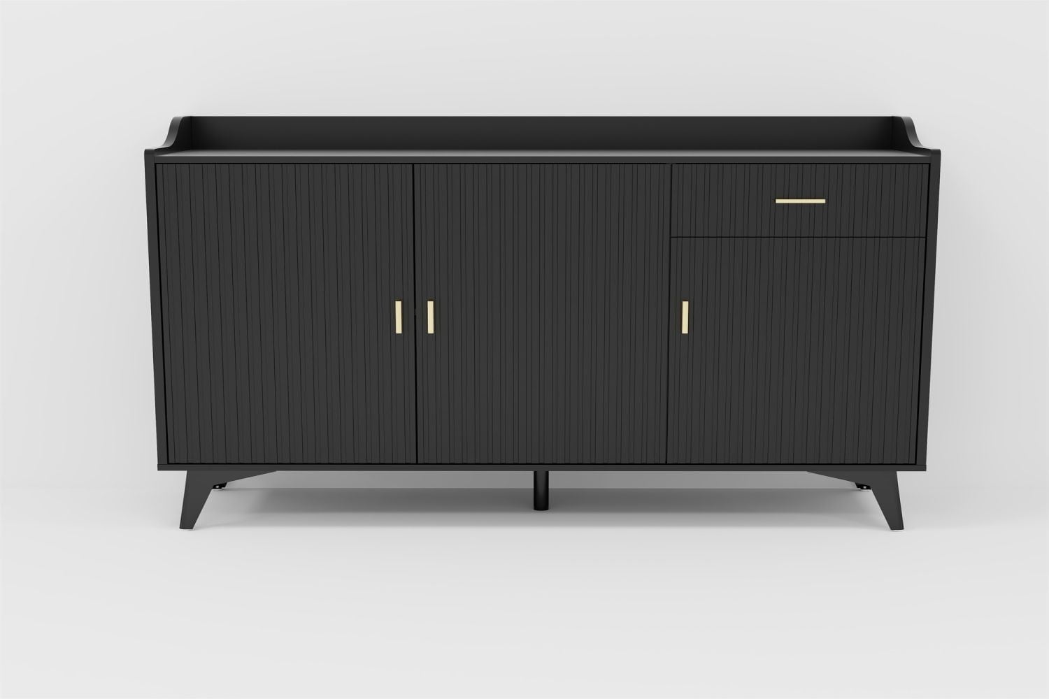 Accent Sideboard Cabinet Storage： Black Cabinet 3 Doors and 1 Drawer ...