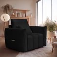 thumbnail image 1 of Accent Sofa Chair, Oversized Upholstered Barrel Chair Sofa Armchair with Pillow, Deep Seat Large Reading Armchair Club Chairs for Living Room Bedroom Office, Black, 1 of 6