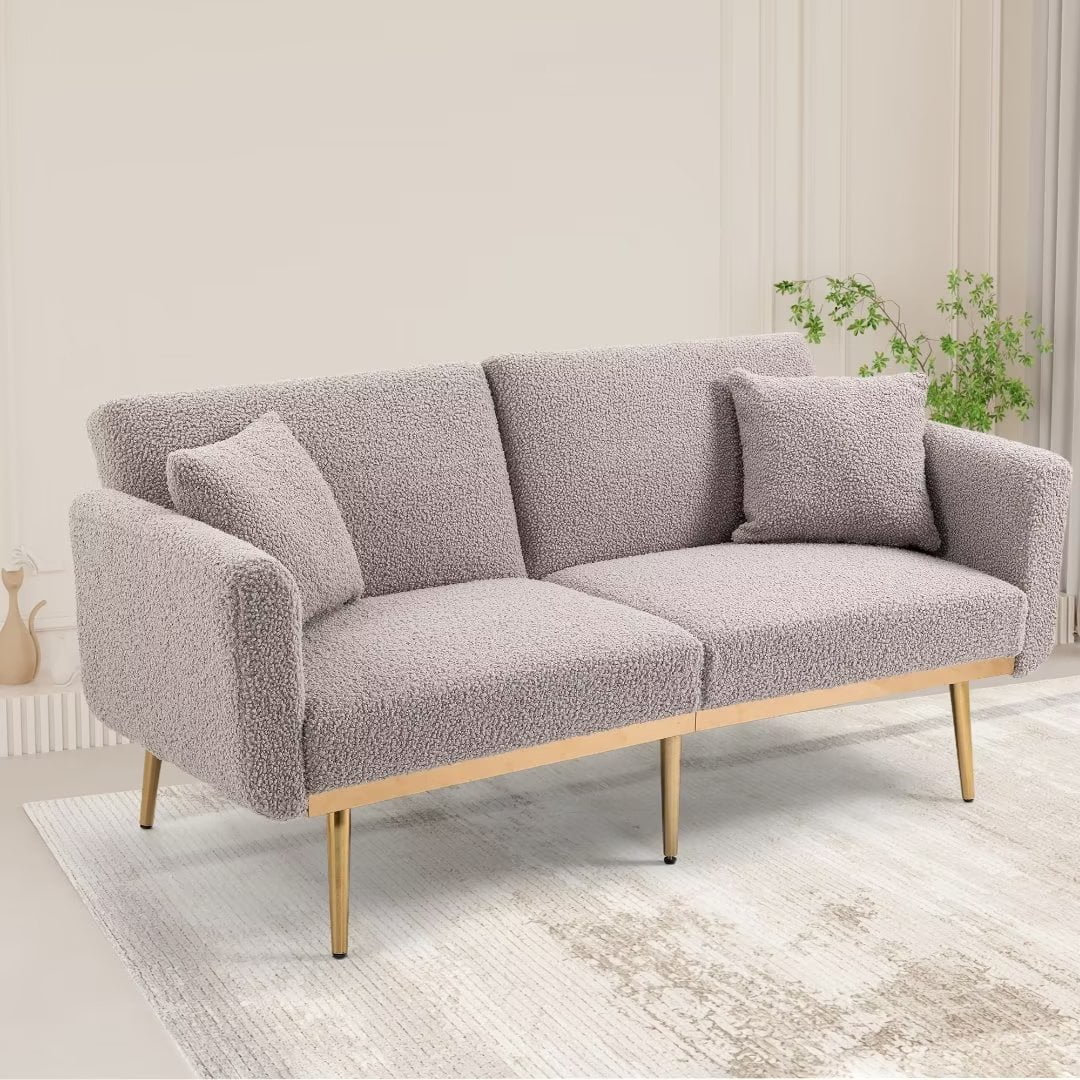 Accent Sofa, Tufted Loveseat Sofa, Convertible Sofa Bed with Two Pillow