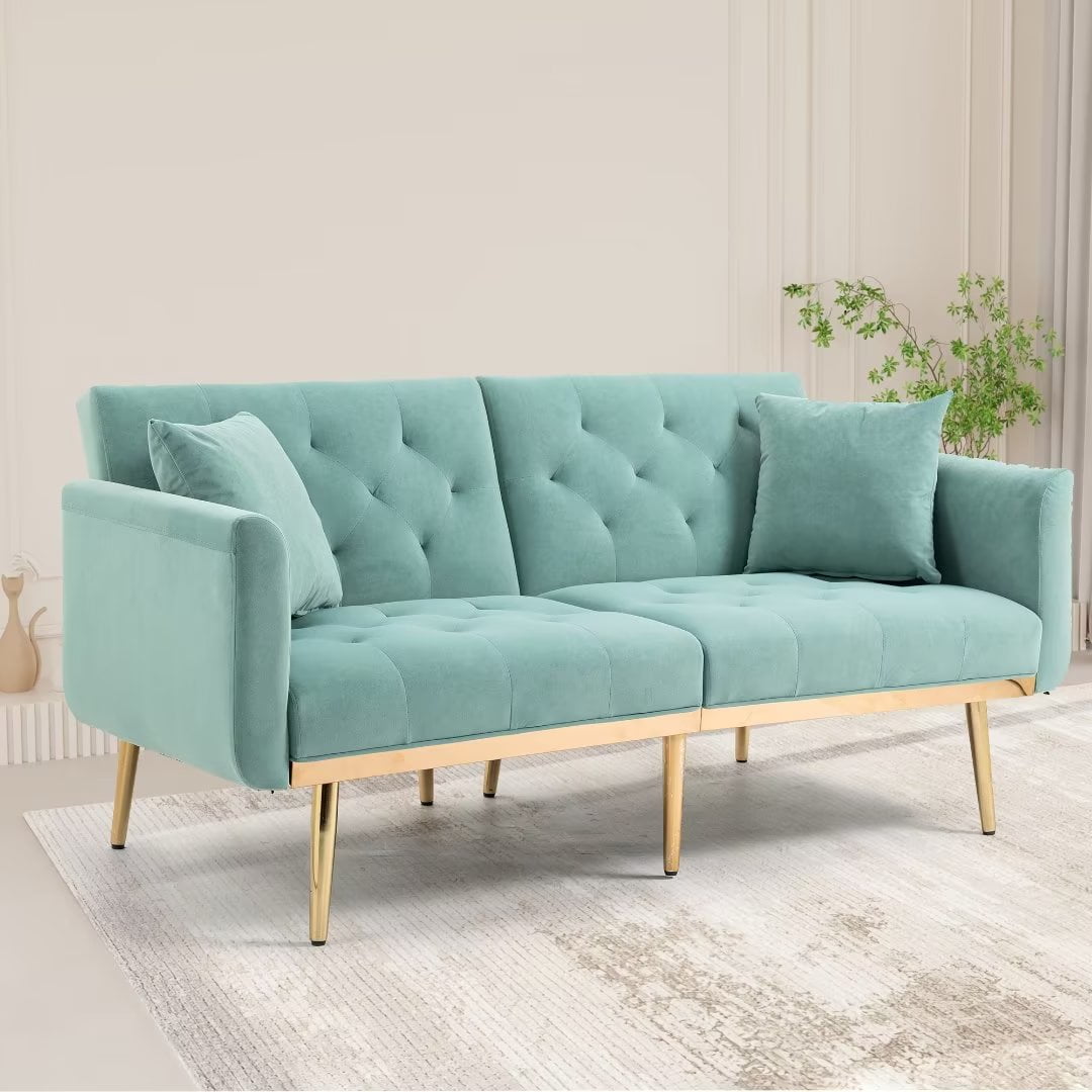Accent Sofa, Tufted Loveseat Sofa, Convertible Sofa Bed with Two Pillow