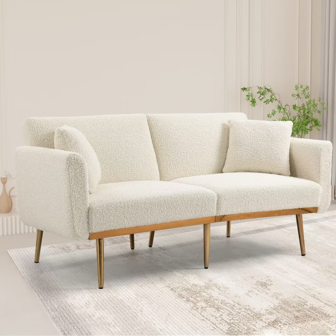 Accent Sofa, Tufted Loveseat Sofa, Convertible Sofa Bed with Two Pillow