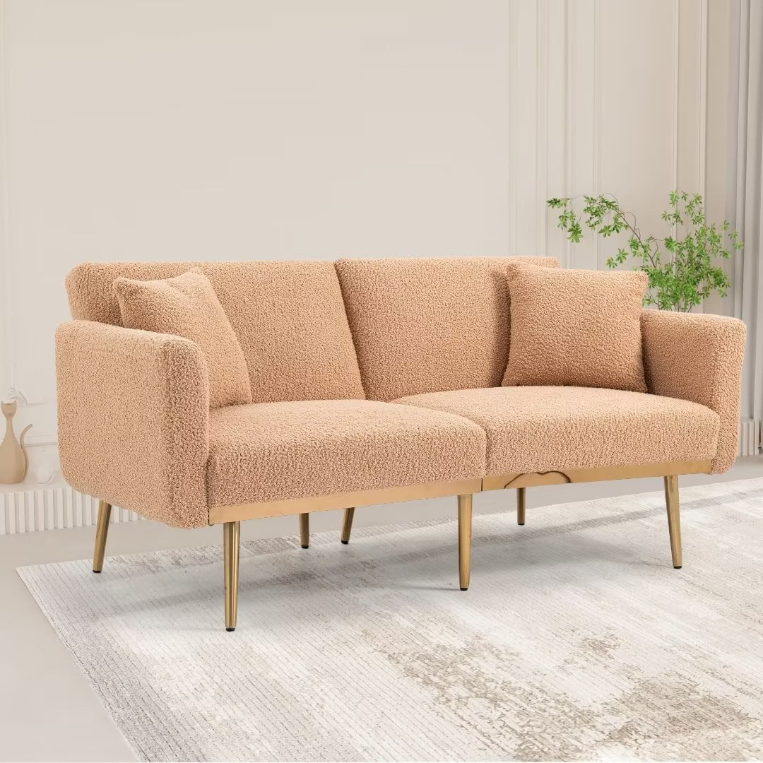 Accent Sofa, Tufted Loveseat Sofa, Convertible Sofa Bed with Two Pillow