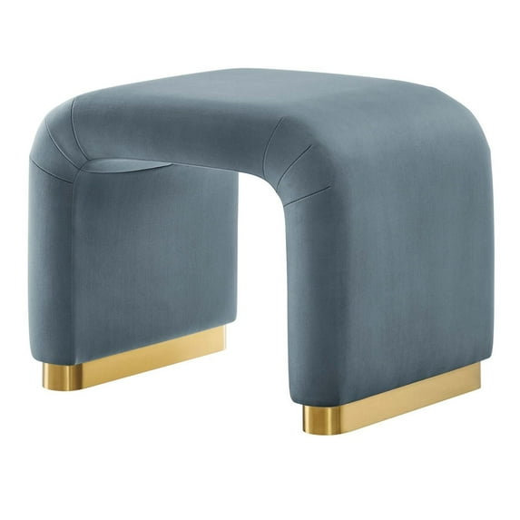 Accent Stool Chair Ottoman, Blue, Velvet, Living Kitchen Cafe Bistro Hospitality Restaurant, Modern Contemporary Boutique HB36441