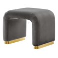thumbnail image 1 of Accent Stool Chair Ottoman, Grey Gray, Velvet, Living Kitchen Cafe Bistro Hospitality Restaurant, Modern Contemporary Boutique HB36443, 1 of 10
