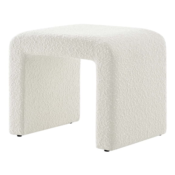 Accent Stool Chair Ottoman, Ivory White, Fabric, Living Kitchen Cafe Bistro Hospitality Restaurant, Modern Contemporary HB36461