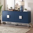thumbnail image 1 of Accent Storage Cabinet with Doors and Adjustable Shelves, Freestanding Sideboard Storage Cabinet for Kitchen Dining Living Room Hallway Office (Navy Blue), 1 of 9