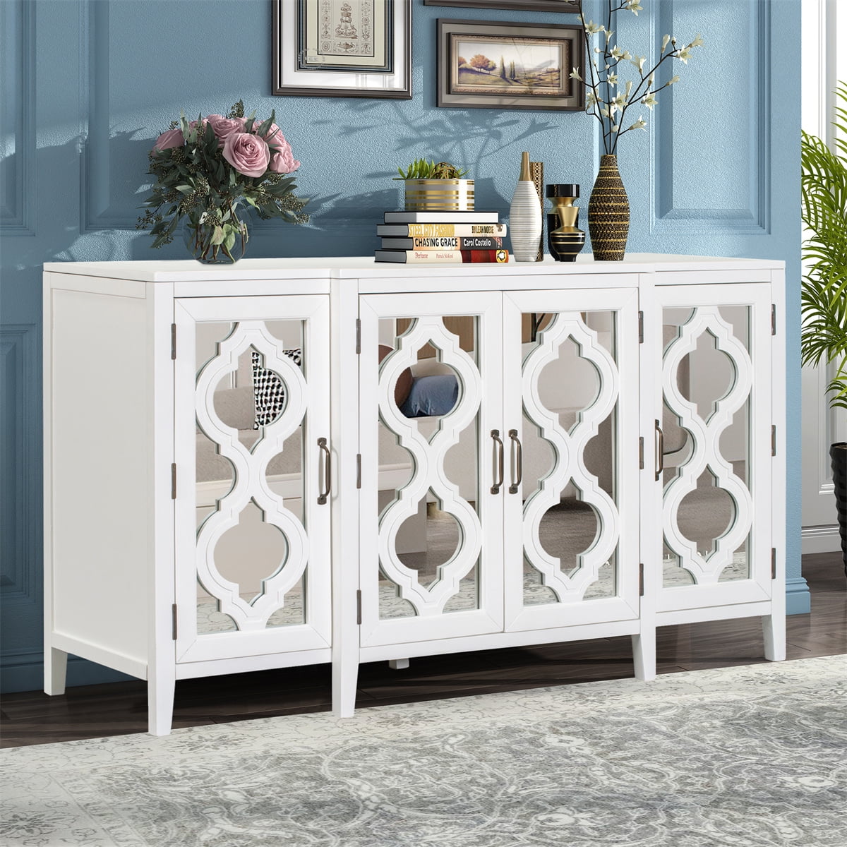 Mirrored console on sale table with storage