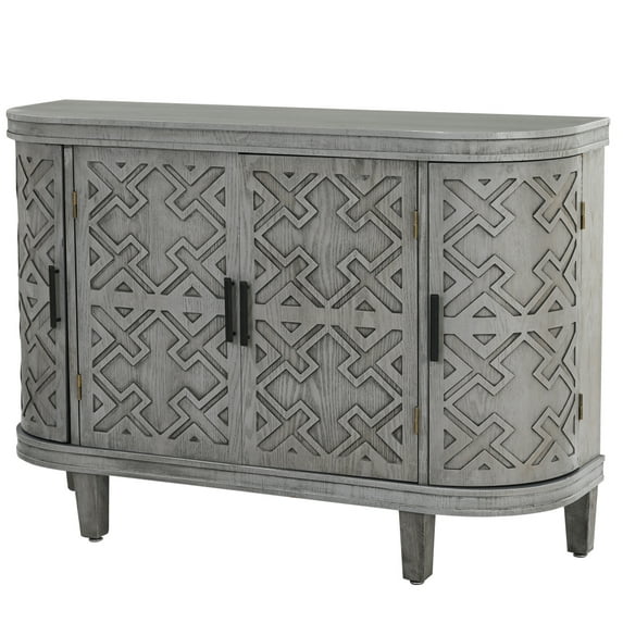 Accent Storage Cabinet Sideboard, Cosymart Wooden Cabinet with Antique Pattern Doors