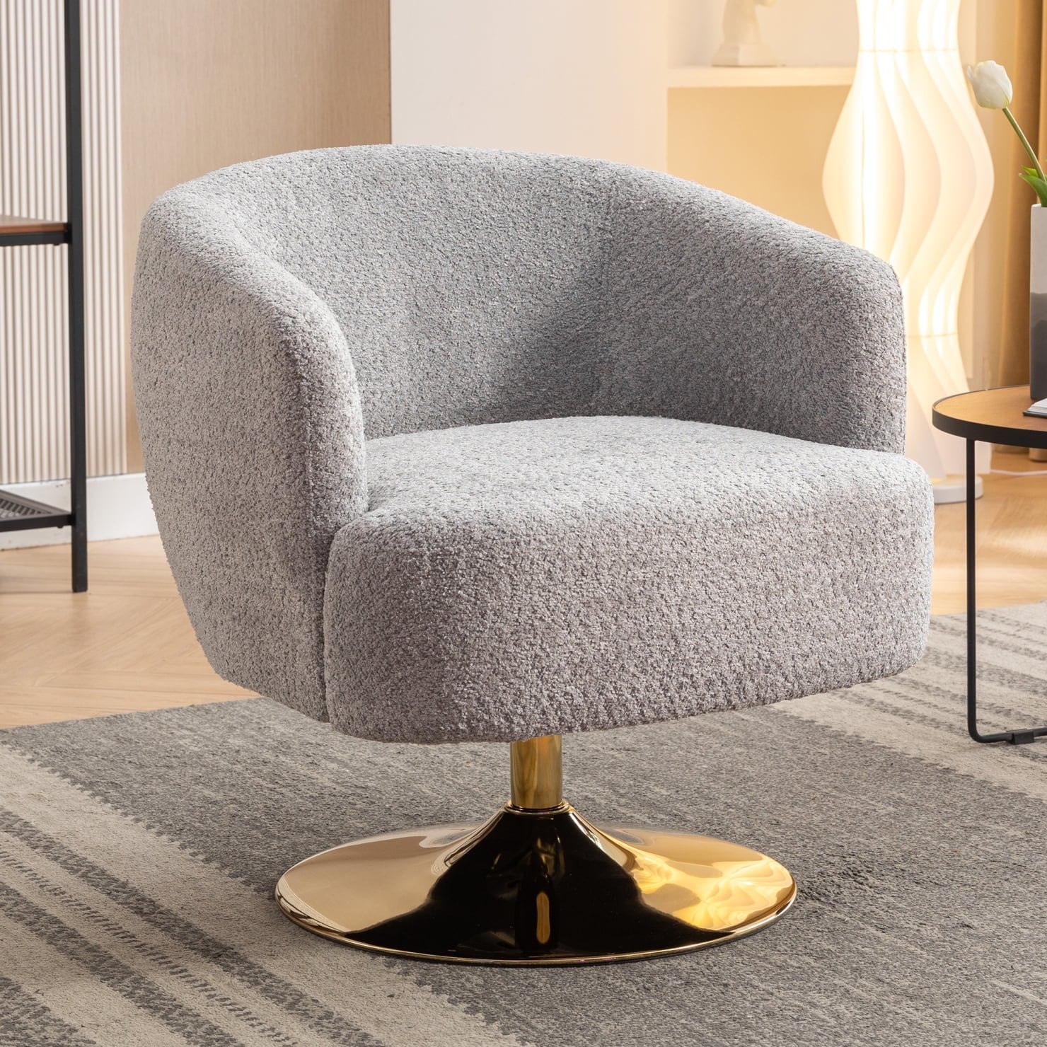 Accent Swivel Chair, Sofa Chairs With Gold Metal Round Base,Home Office ...