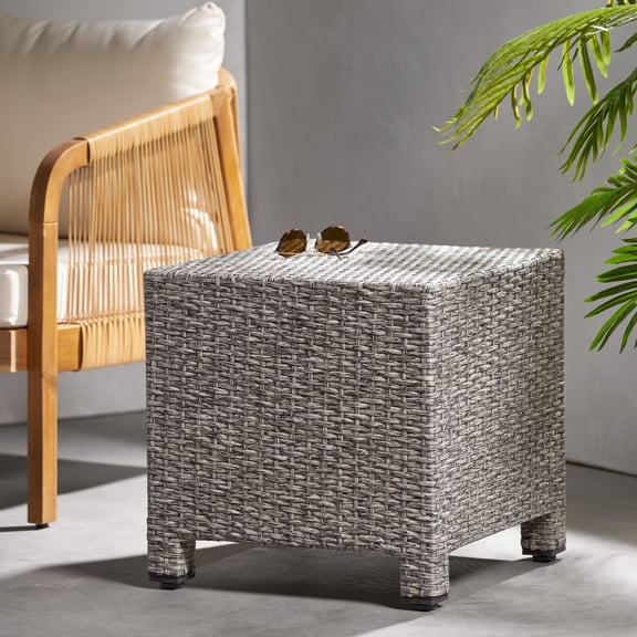 Accent Table - 18"x18"x18" Cube Table, Black Pe And Iron, Elegant Assembly- Sleek No Assembly