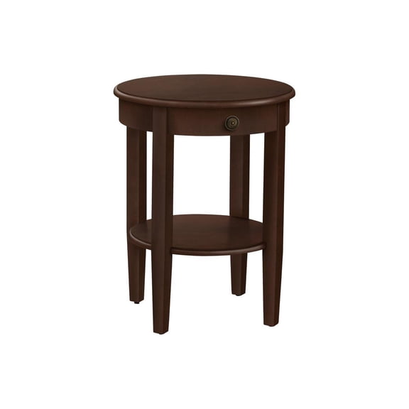 Accent Table - 2 Tier - Round - Nightstand - Lamp - Brown Veneer - Transitional