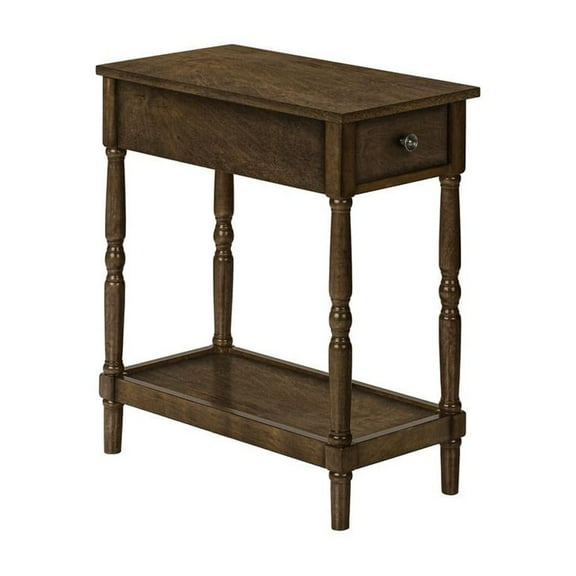 Accent Table - 2 Tier - Side Table - Lamp - Storage Drawer - Brown Veneer