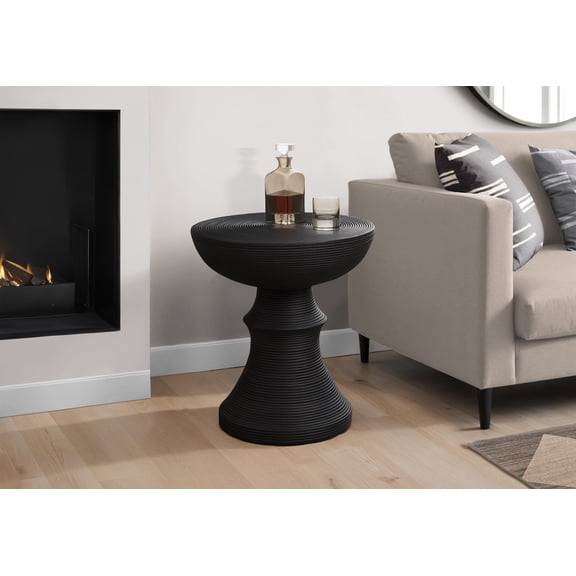 Accent Table, 25"h, Indoor Or Outdoor, Side Table, End, Bedroom, Living Room, Nightstand, Round, Black, Contemporary, Modern