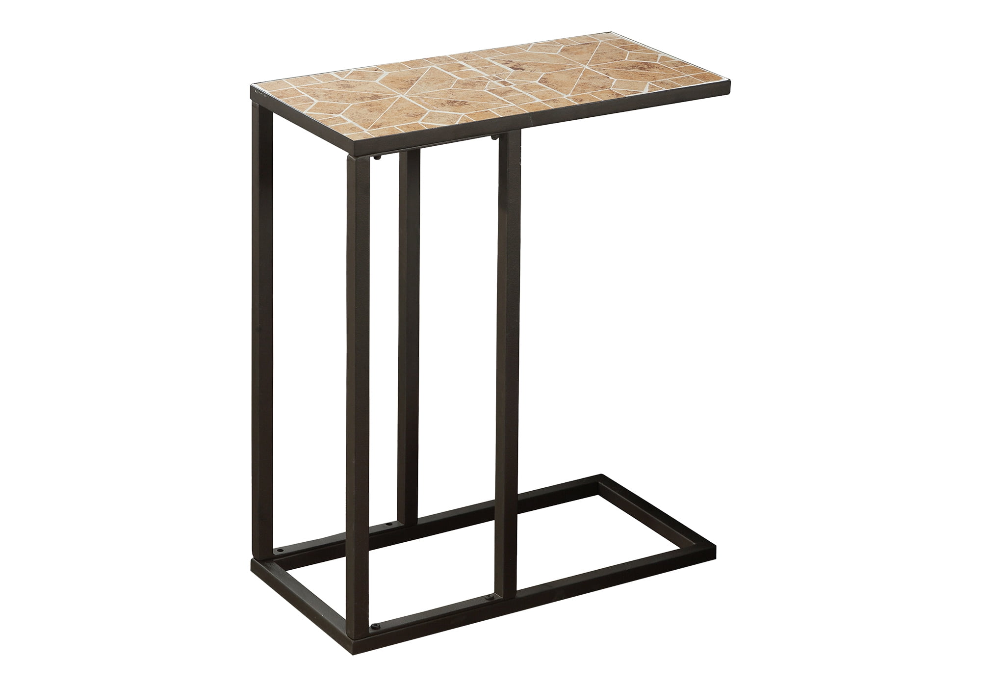 Terracotta Tile Top Brown Metal C-Shaped Accent Table