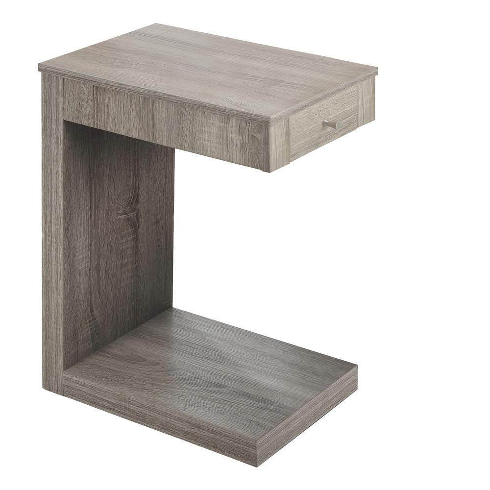 Dark Taupe Modern C-Shaped Snack Side Table with Storage