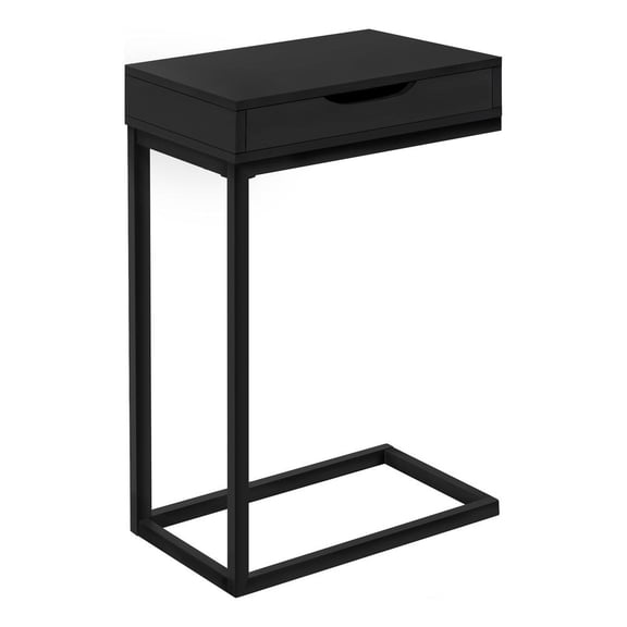 Accent Table C-shaped End Side Snack Living Room Bedroom Metal Black
