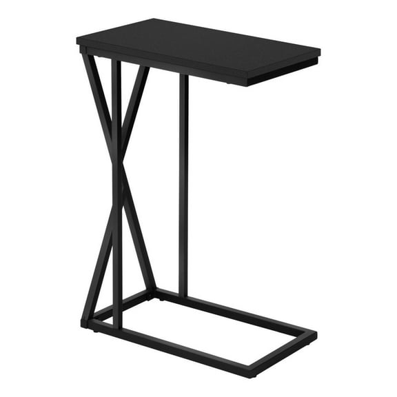 Accent Table C-shaped End Side Snack Living Room Bedroom Metal Black