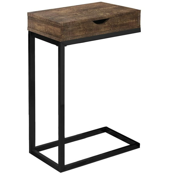 Accent Table C-shaped End Side Snack Living Room Bedroom Metal Brown