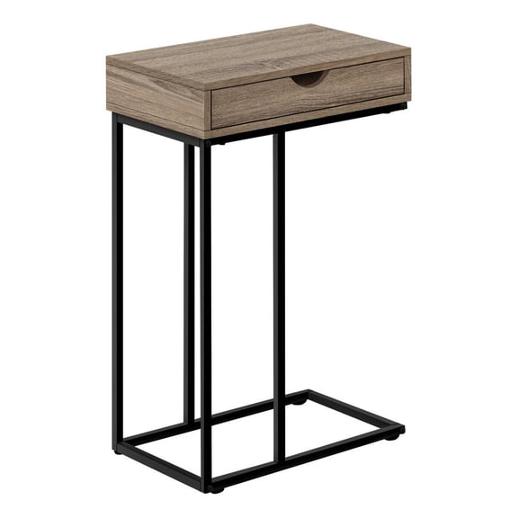 Accent Table C-shaped End Side Snack Living Room Bedroom Metal Brown
