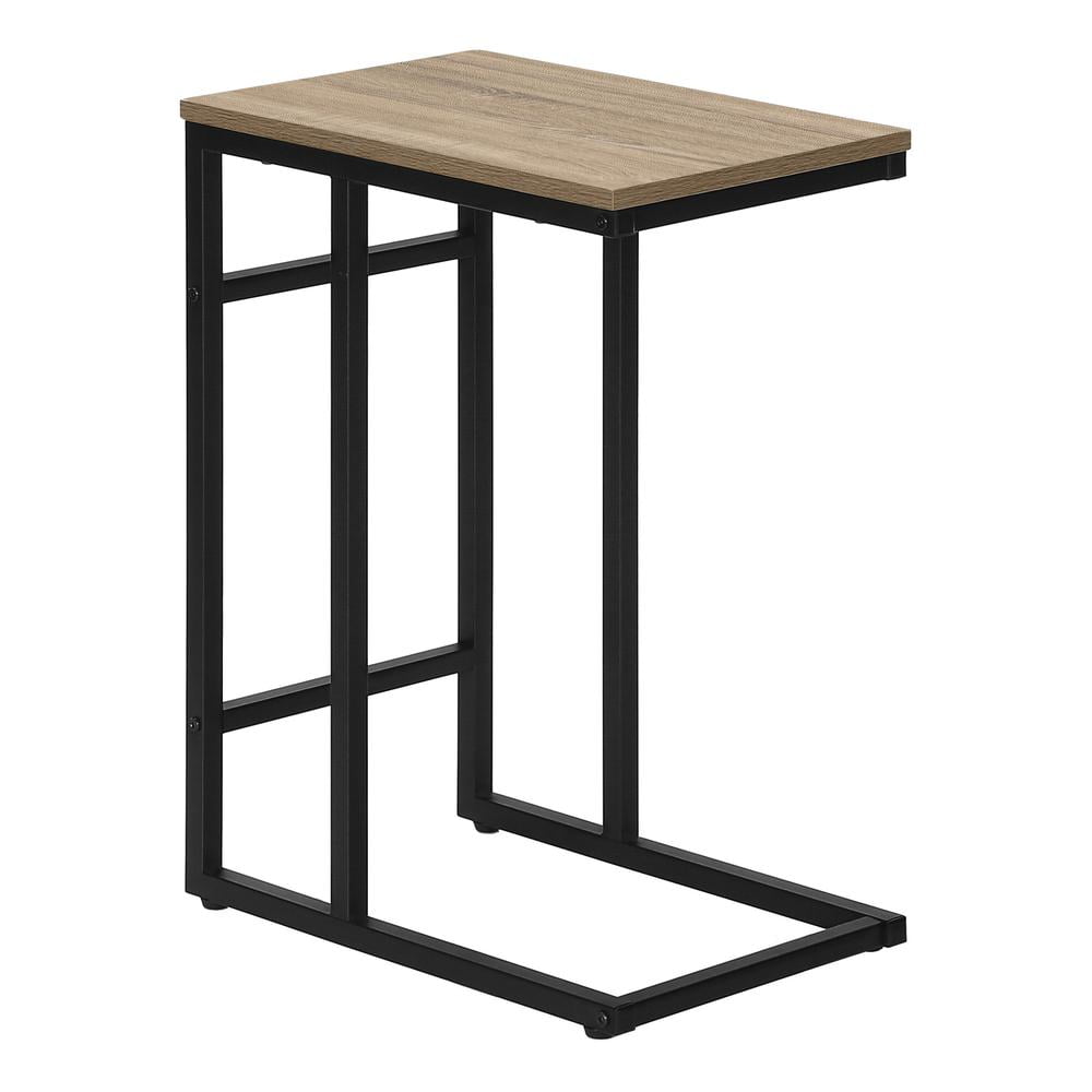Transitional Dark Taupe and Black C-Shape Metal Accent Table