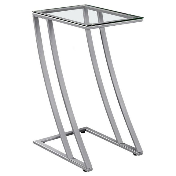 Accent Table C-shaped End Side Snack Living Room Bedroom Metal Grey