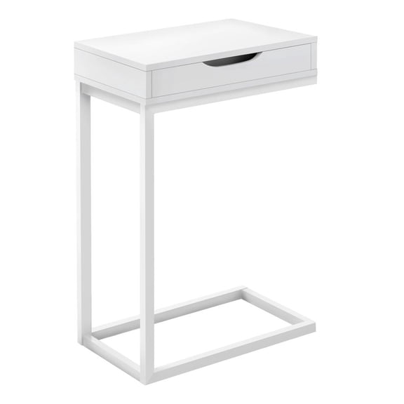 Accent Table C-shaped End Side Snack Living Room Bedroom Metal White