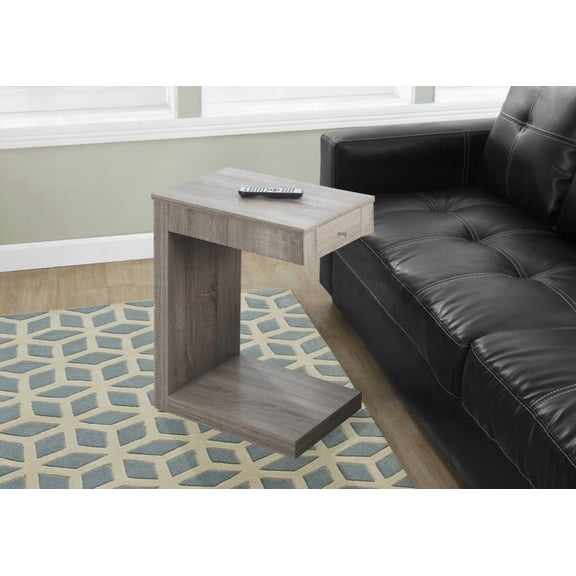 Accent Table - C-shaped, End/Side, Snack & Storage, Brown Laminate, Contemporary Modern