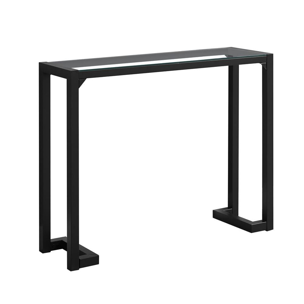 Black Metal and Glass Narrow Console Table